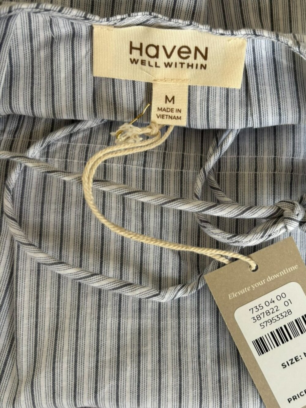 NWT Haven Well Within 100% Organic Cotton Poplin Delicate Striped Sleep Gown M - Picture 12 of 14